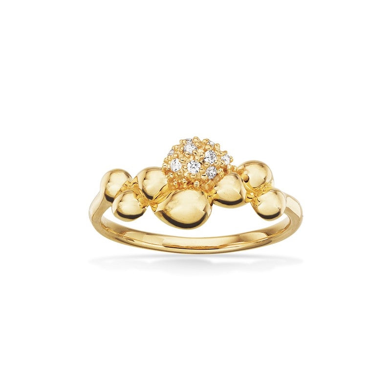 Scrouples ring i 8 karat guld med små kugler og zirkonia